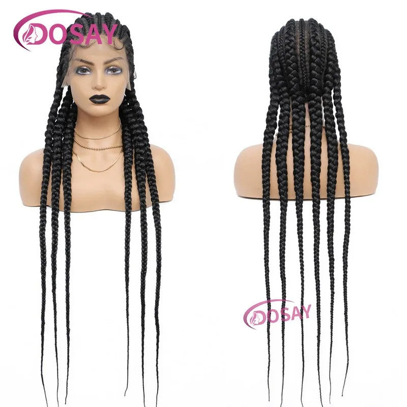 36" Full Lace Frontal Wigs Synthetic Jumbo Braided Wigs For Black Women Box