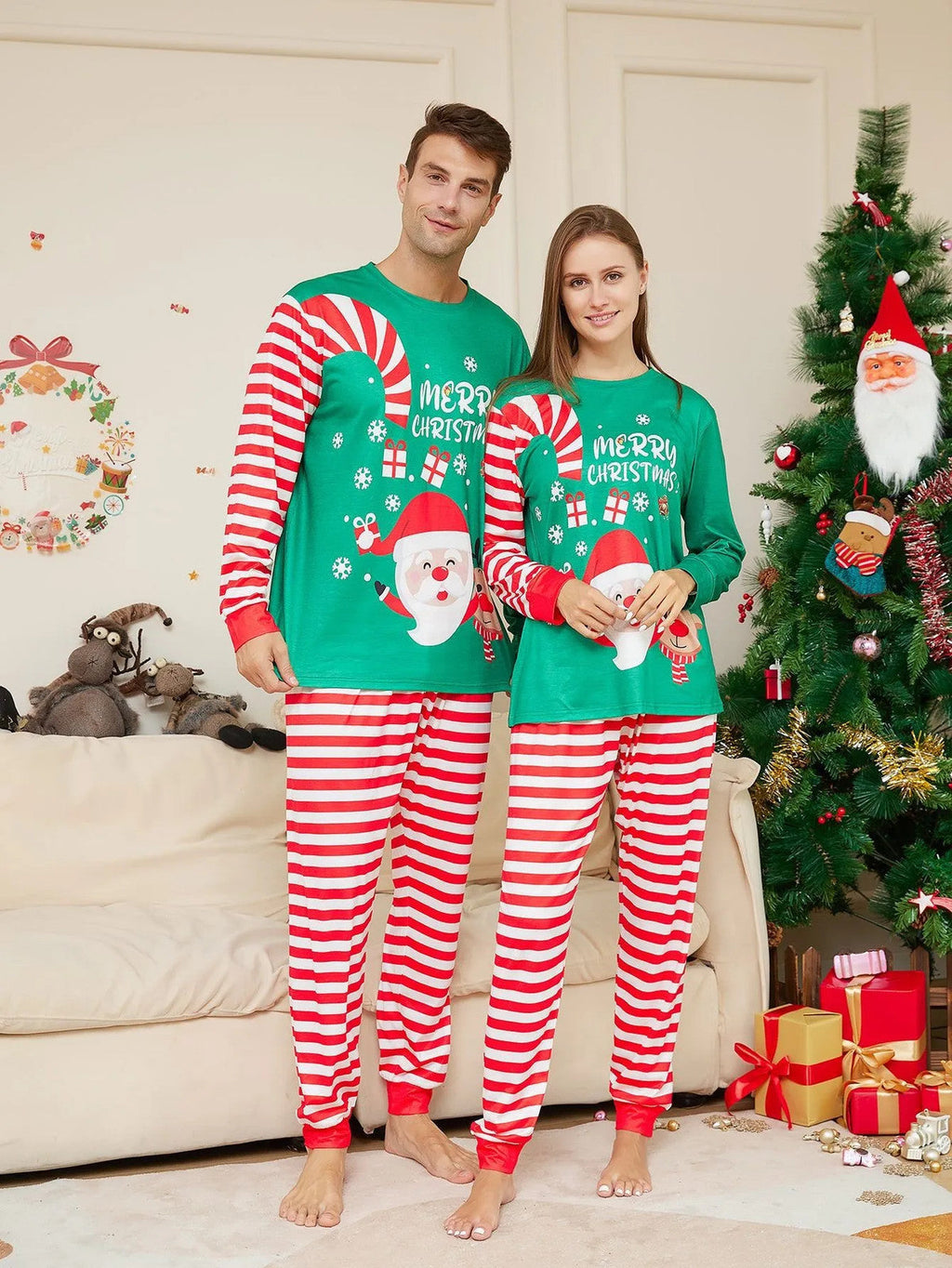 2025 Christmas Family Matching Pajamas Adult Kid Baby Outfits Tops+Pants 2PCS