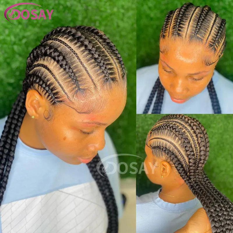 36" Full Lace Frontal Wigs Synthetic Jumbo Braided Wigs For Black Women Box