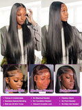 Brazilian 30 40 Inch 13x6 Transparent Lace Frontal Wig Human Hair 250% Density