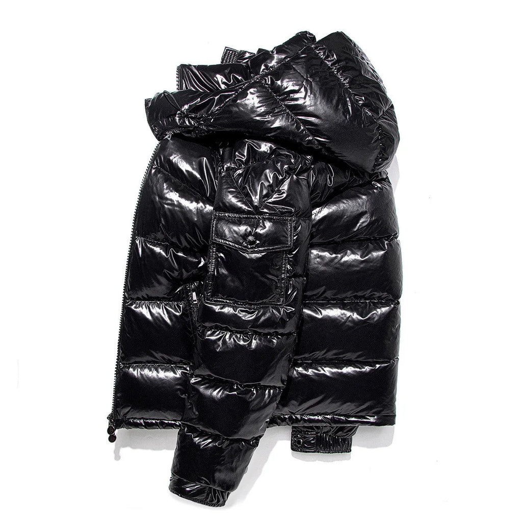 High Quality Outdoor Windproof Hooded Shiny Down Mens Jackets