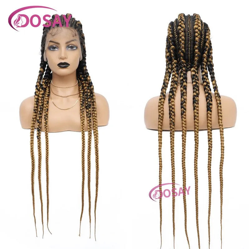 36" Full Lace Frontal Wigs Synthetic Jumbo Braided Wigs For Black Women Box