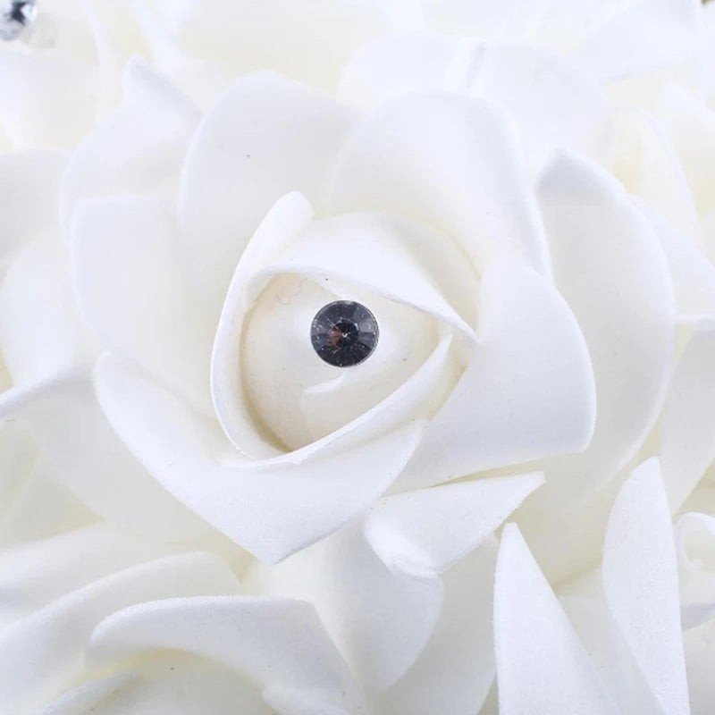 Cheapest PE Rose Bridesmaid Wedding Foam flowers Rose Bridal bouquet Ribbon