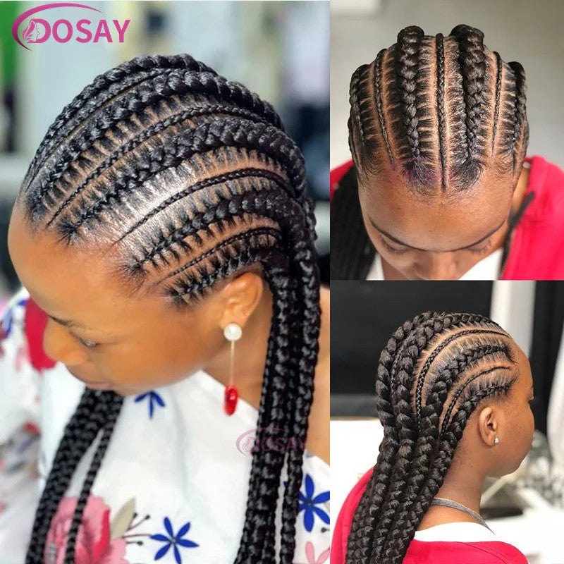 36" Cornrows Box Synthetic Hair Braided Wigs #27 Blonde Knotless Full Lace