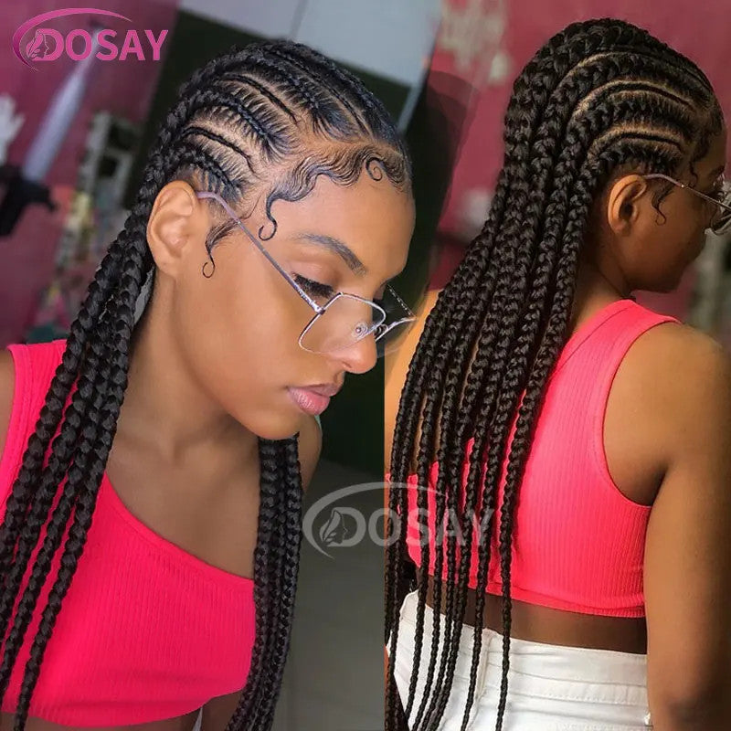 36" Full Lace Frontal Wigs Synthetic Jumbo Braided Wigs For Black Women Box