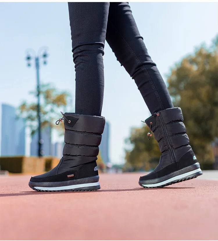 Winter women's Warm Plush Mid-calf Waterproof Snow Boot