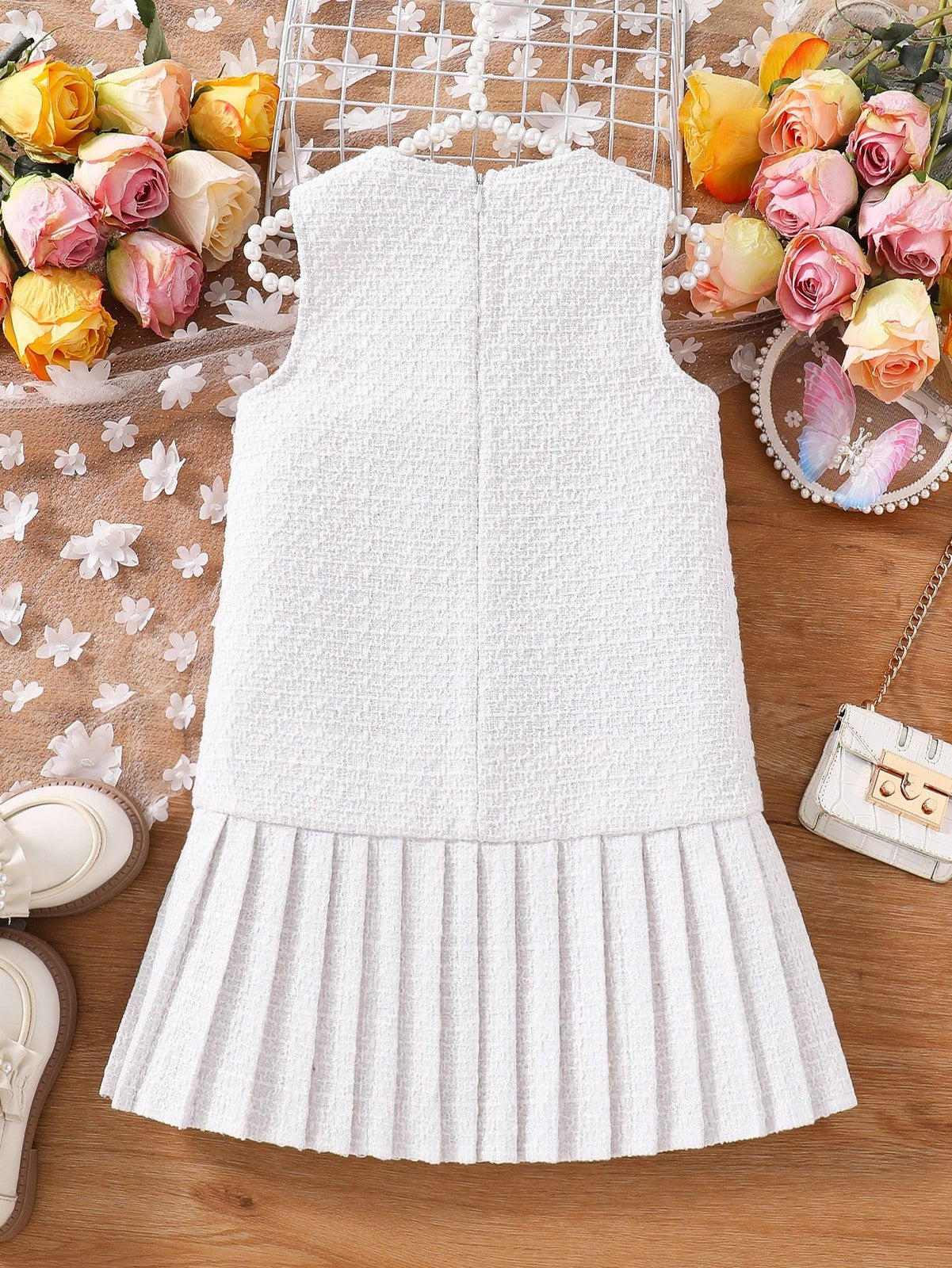 Girls' autumn fashion children's vest princess jumpsuit pleated skirt thin