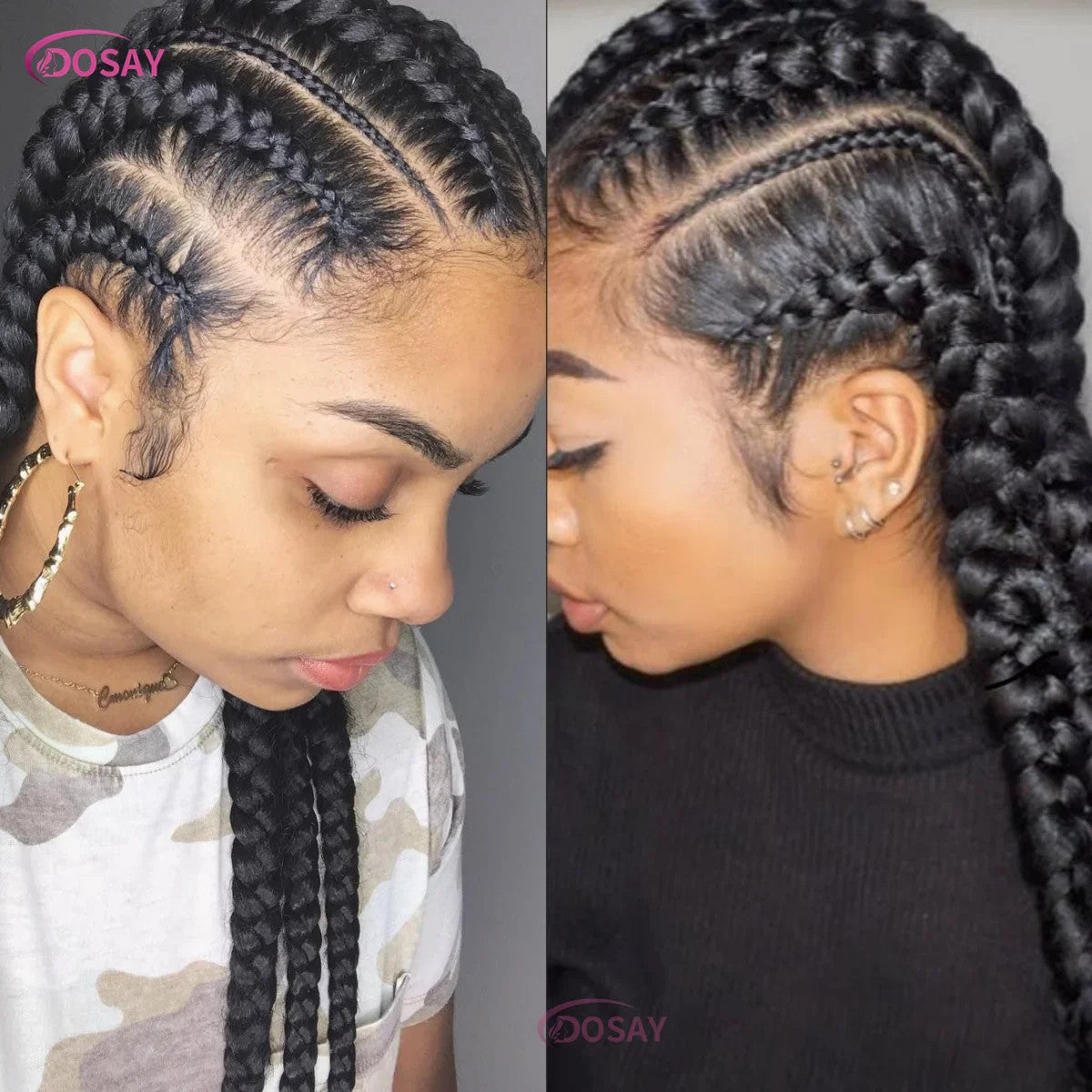 36" Cornrows Box Synthetic Hair Braided Wigs #27 Blonde Knotless Full Lace