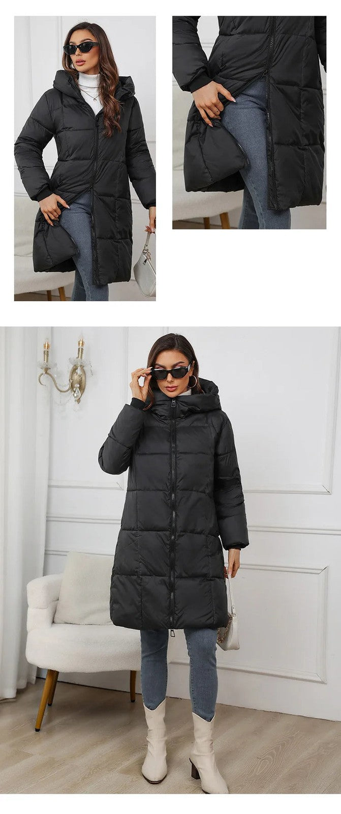 Women's Long Winter Parkas Thick Down Cotton Coat