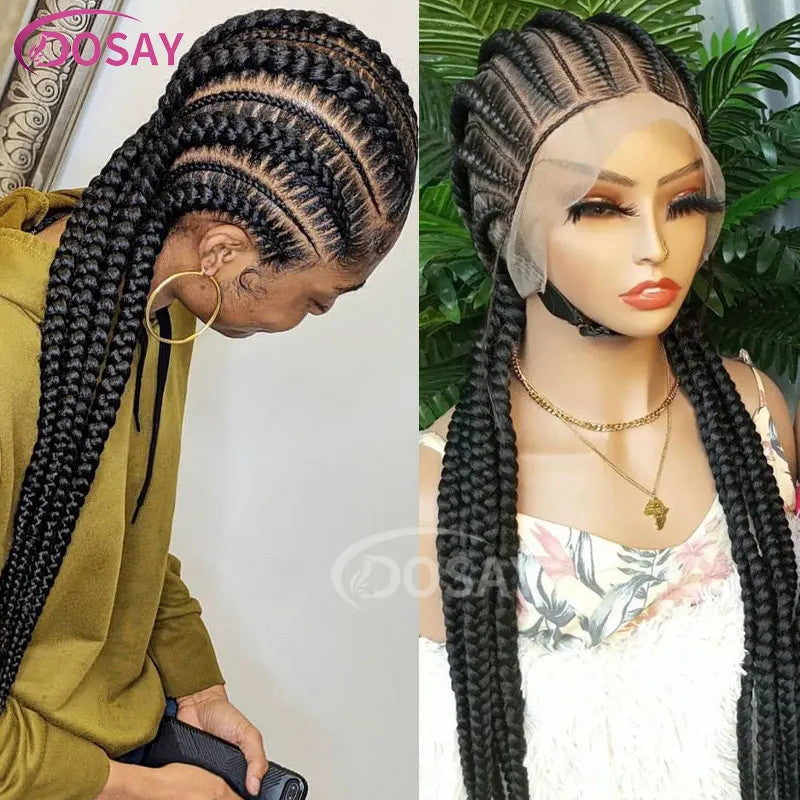 36" Full Lace Frontal Wigs Synthetic Jumbo Braided Wigs For Black Women Box