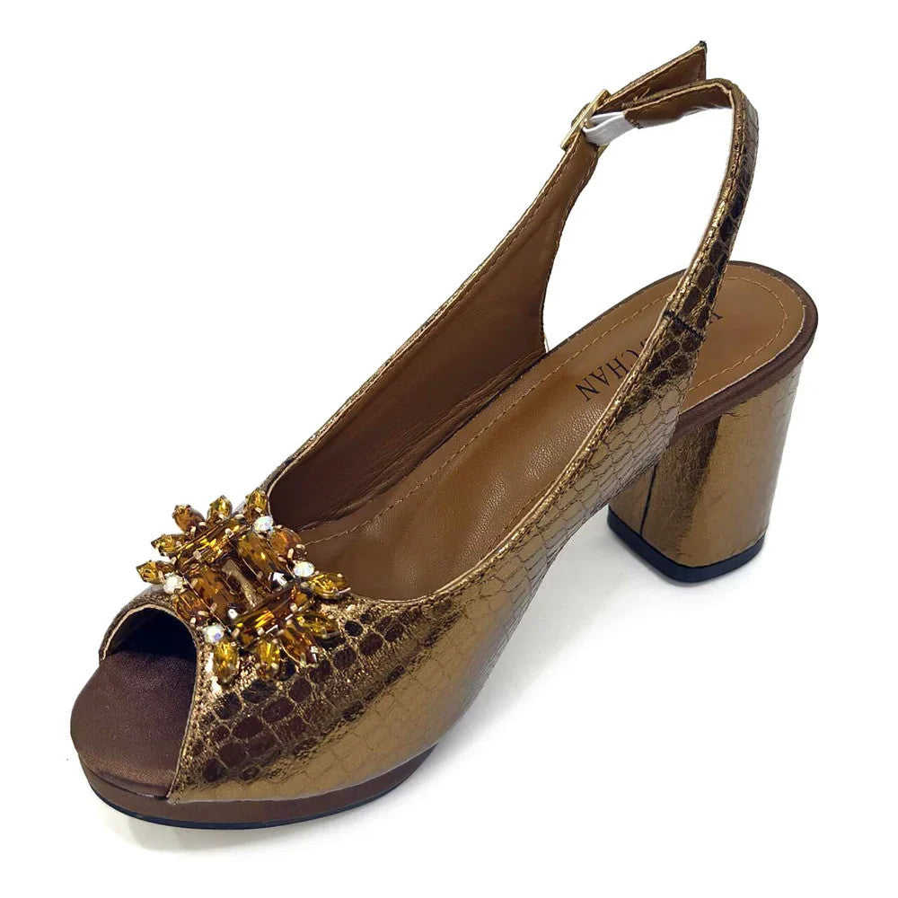 Italian Rhinestone Decoration Women's Shoes And Bag Set