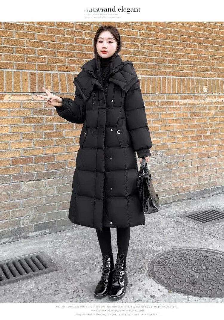 Women's Long Thick down Cotton Coat Knee-Length Winter Jacket