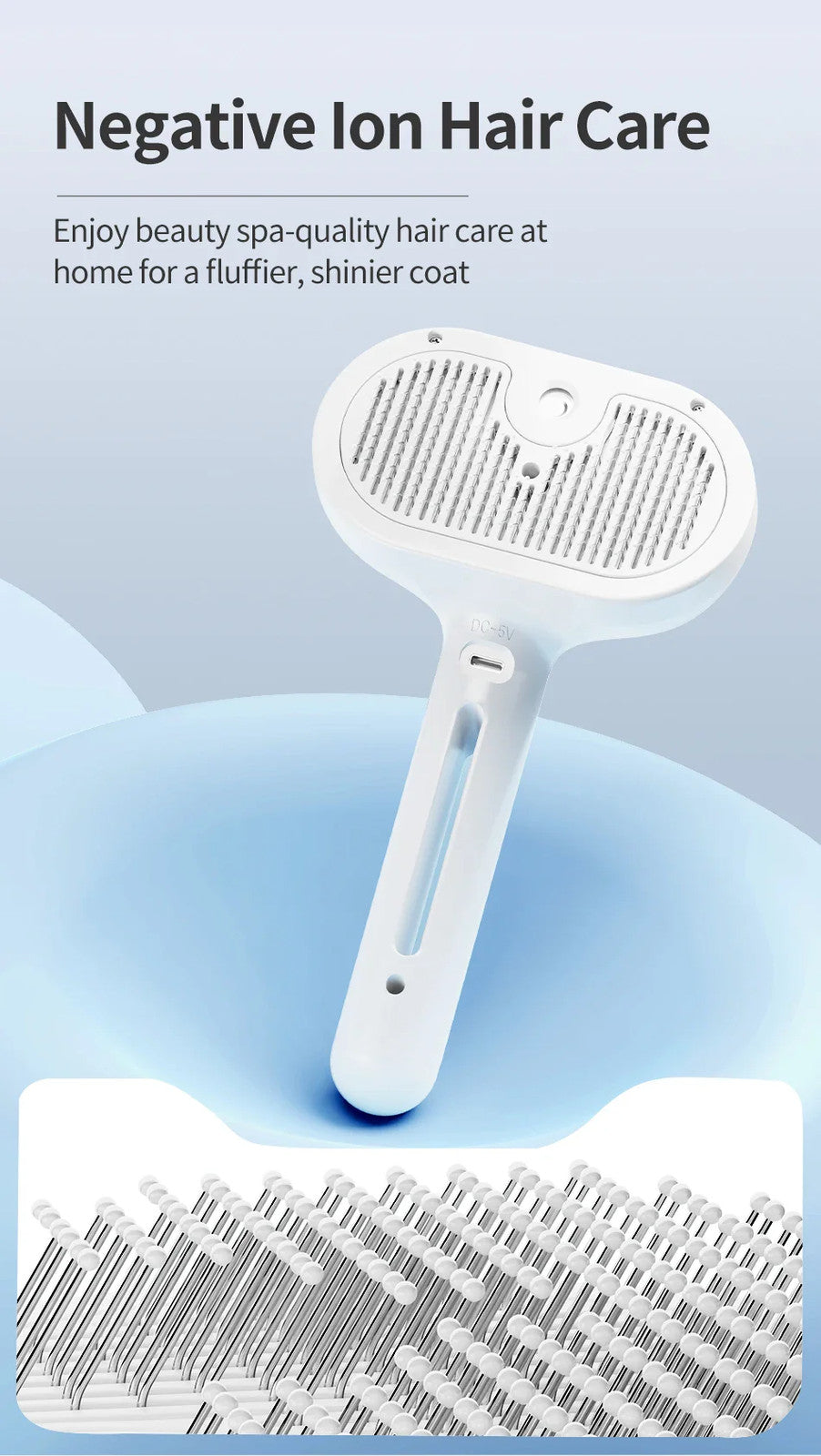 Pet Electric Massage And Hair Straightener Spray Brush