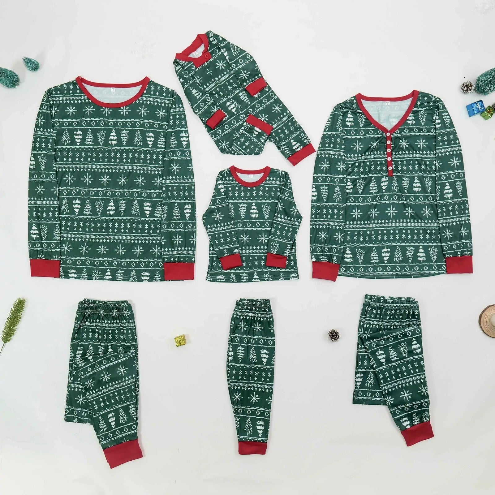 Women Men Boys Girls Christmas Pajamas Set All Over Print 2 Pieces Suit
