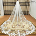 One Layer Cathedral Wedding Veil 3m/4m/5m White Lace Edge Bridal Veil with Comb