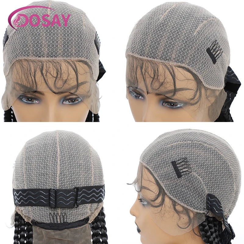 36" Cornrows Box Synthetic Hair Braided Wigs #27 Blonde Knotless Full Lace