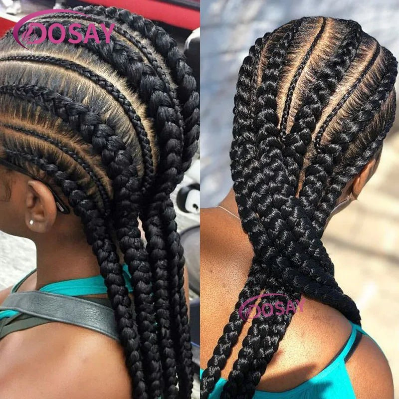 36" Full Lace Frontal Wigs Synthetic Jumbo Braided Wigs For Black Women Box