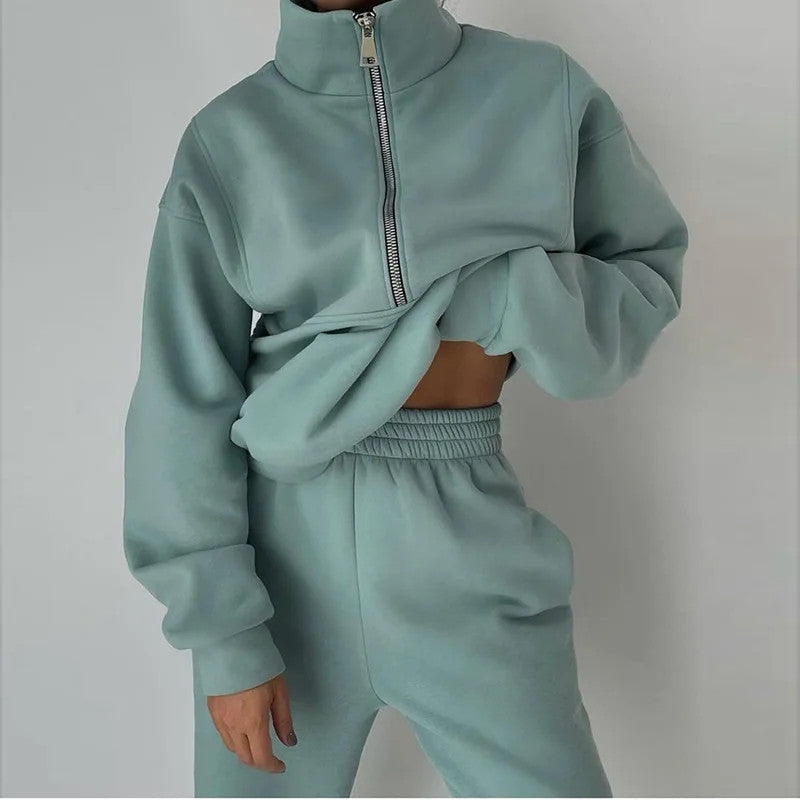 Women's Two-piece Sweater Fleece Sports Tracksuit