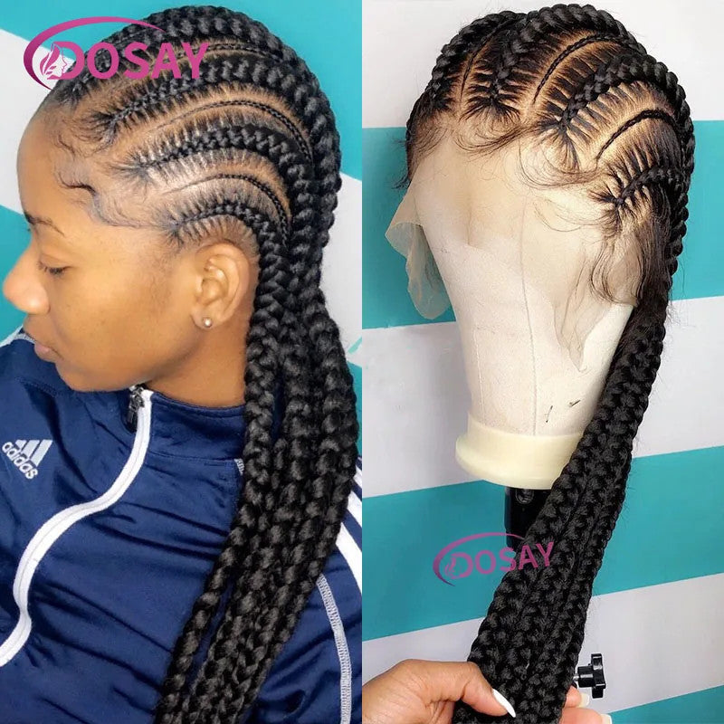 36" Full Lace Frontal Wigs Synthetic Jumbo Braided Wigs For Black Women Box