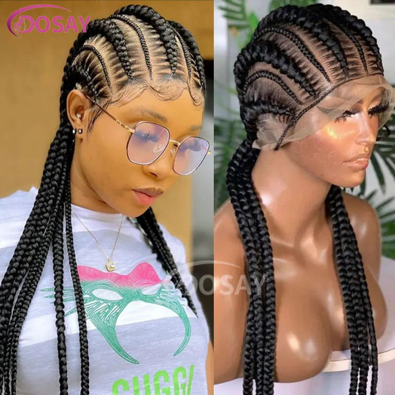 36" Full Lace Frontal Wigs Synthetic Jumbo Braided Wigs For Black Women Box