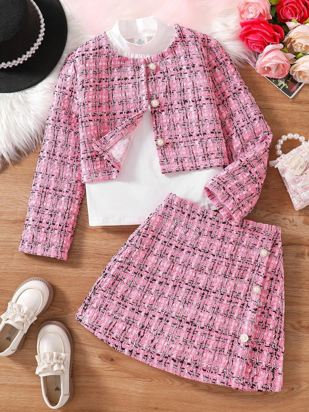Children's Clothing Girls' Fashion Fragrance Set -3-Piece Set of Pink Checkered