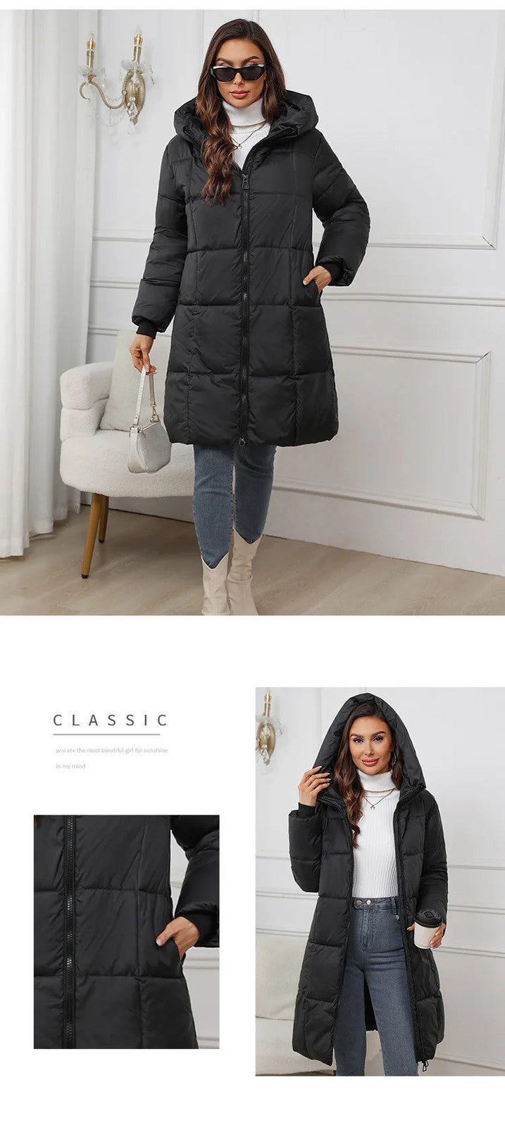Women's Long Winter Parkas Thick Down Cotton Coat