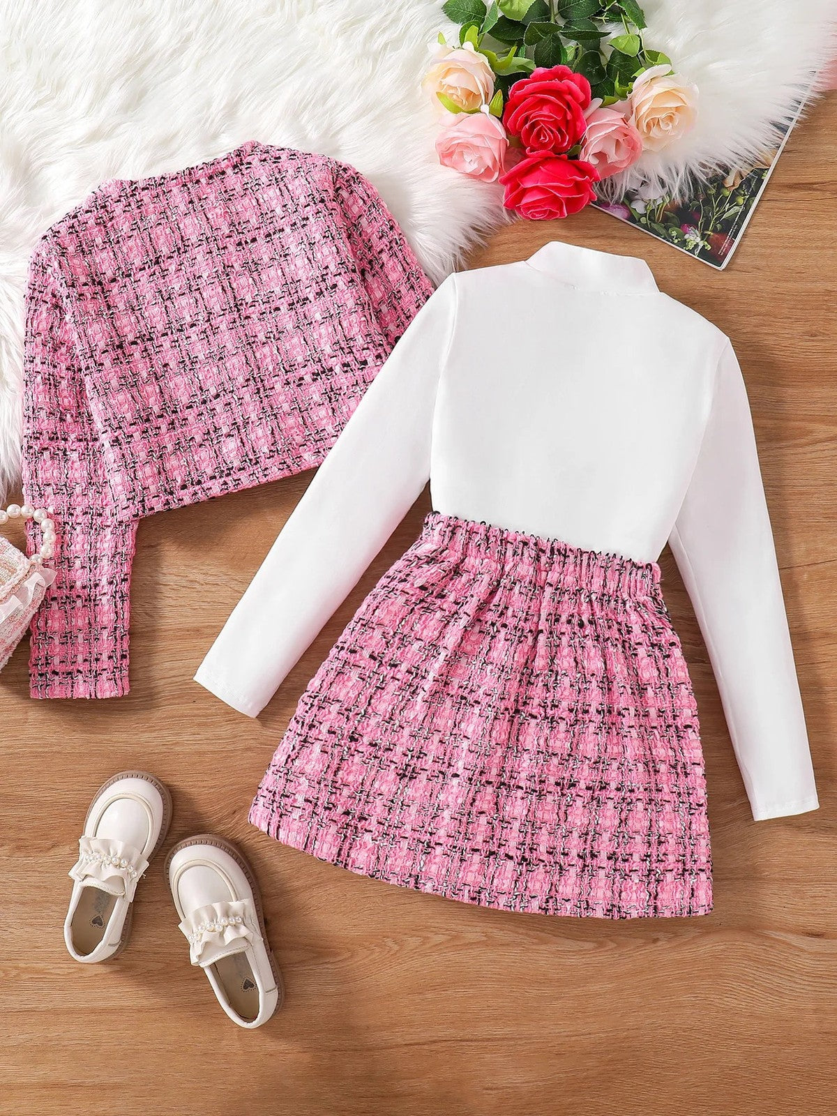 Children's Clothing Girls' Fashion Fragrance Set -3-Piece Set of Pink Checkered