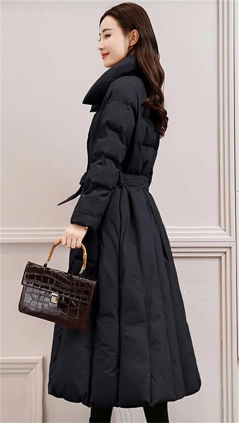 Women's Single Breasted Long Down Winter Jackets