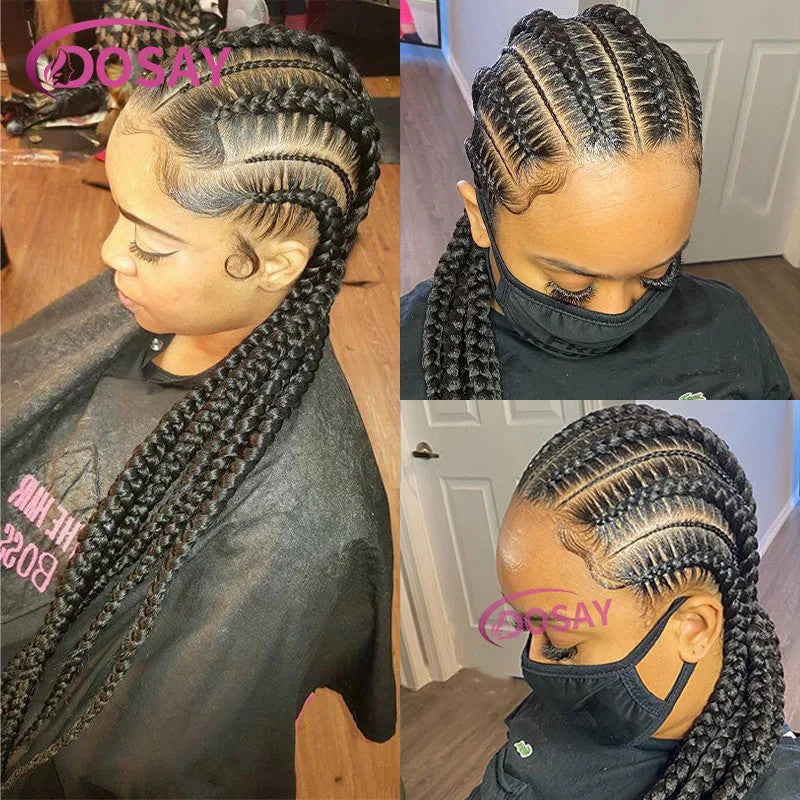 36" Full Lace Frontal Wigs Synthetic Jumbo Braided Wigs For Black Women Box