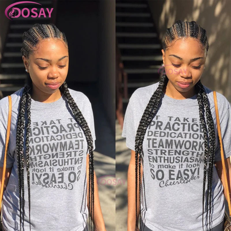 36" Cornrows Box Synthetic Hair Braided Wigs #27 Blonde Knotless Full Lace