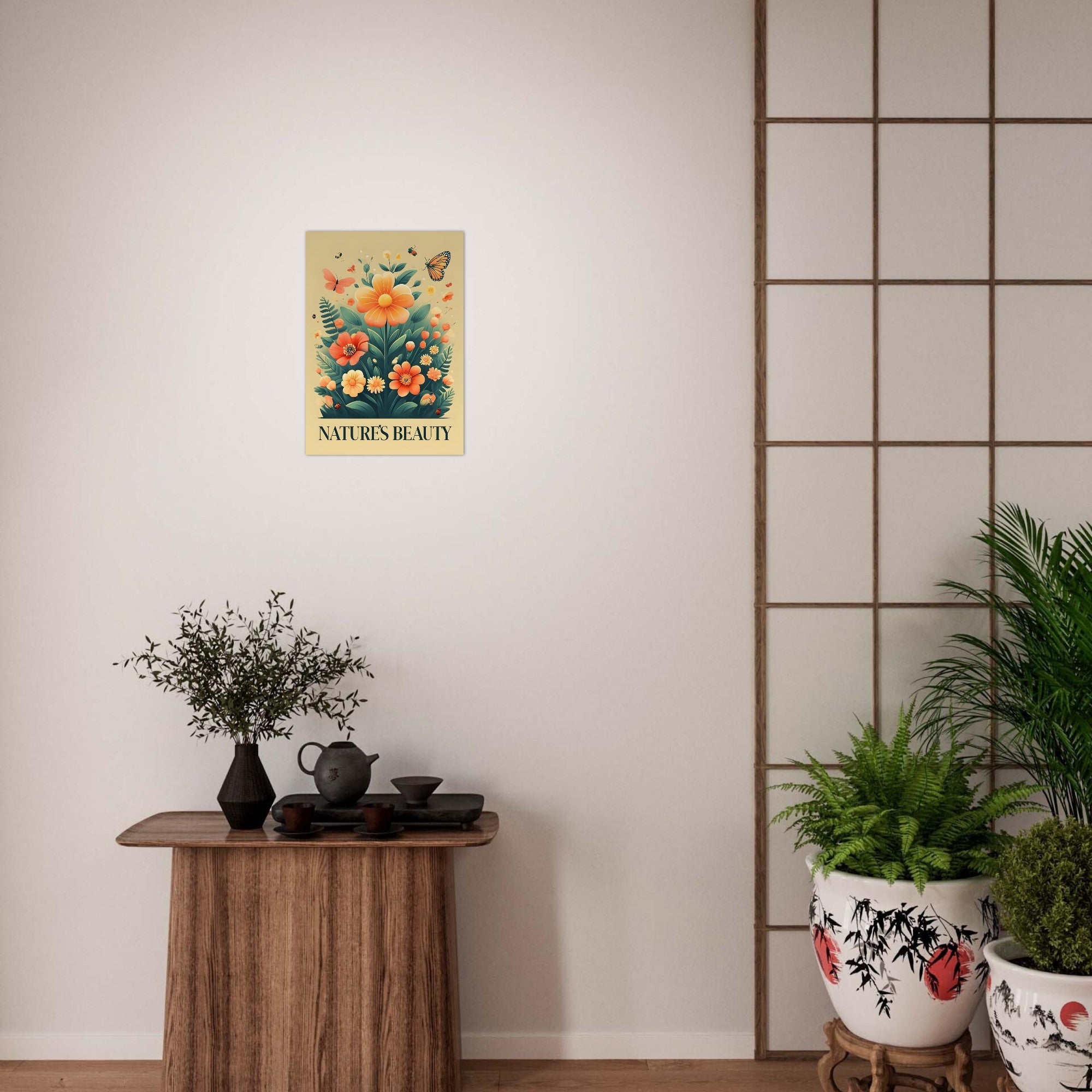 Floral and Butterflies Poster - Vibrant Nature Art Print | Colorful Home Decor | Botanical Wall Art for Living Room & Bedroom