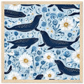 Whimsical Seal and Daisy Framed Wall Art – Coastal Nature Print, Ready to Hang