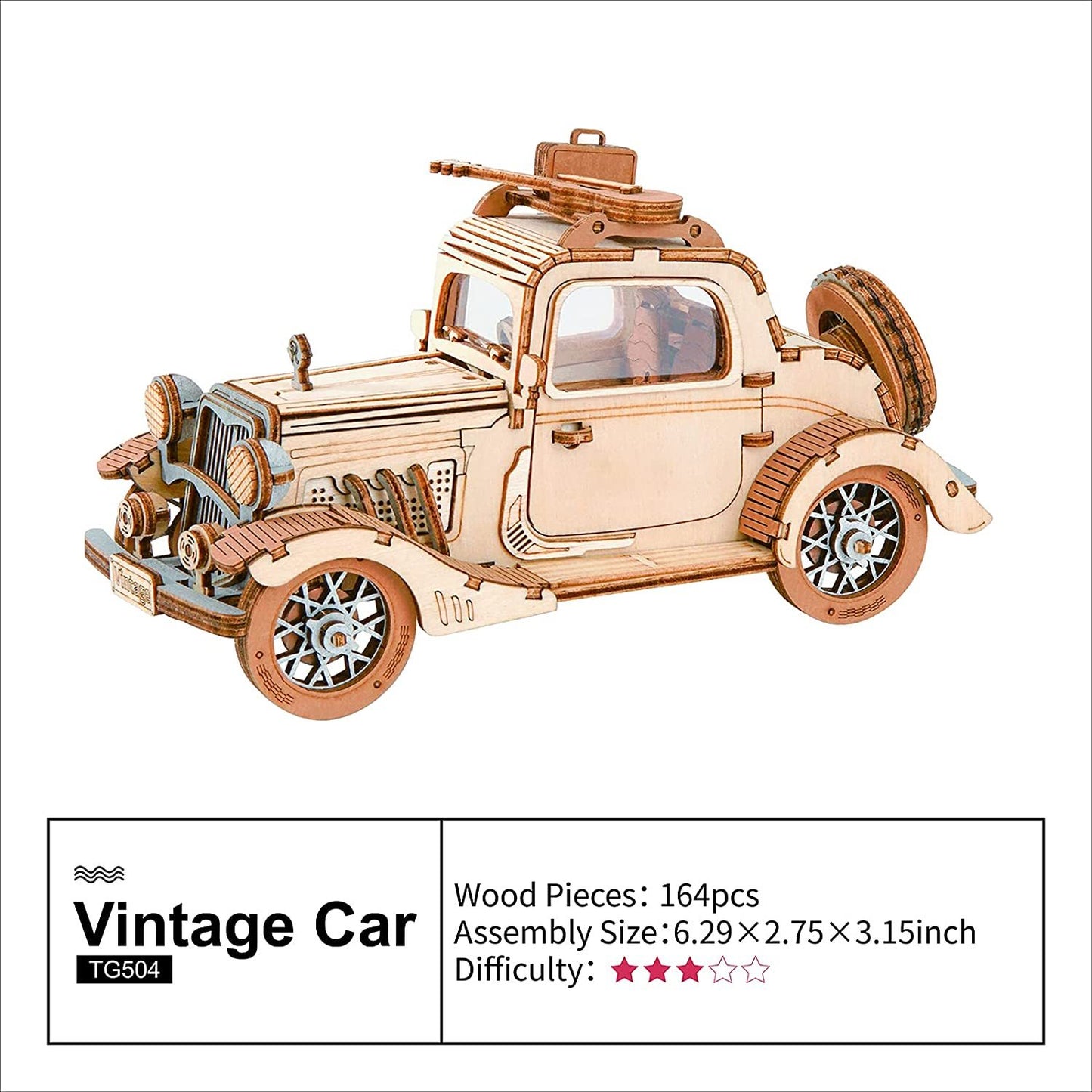 Robotime Rolife Vintage Car Model 3D Wooden Puzzle Toys For Chilidren Kids