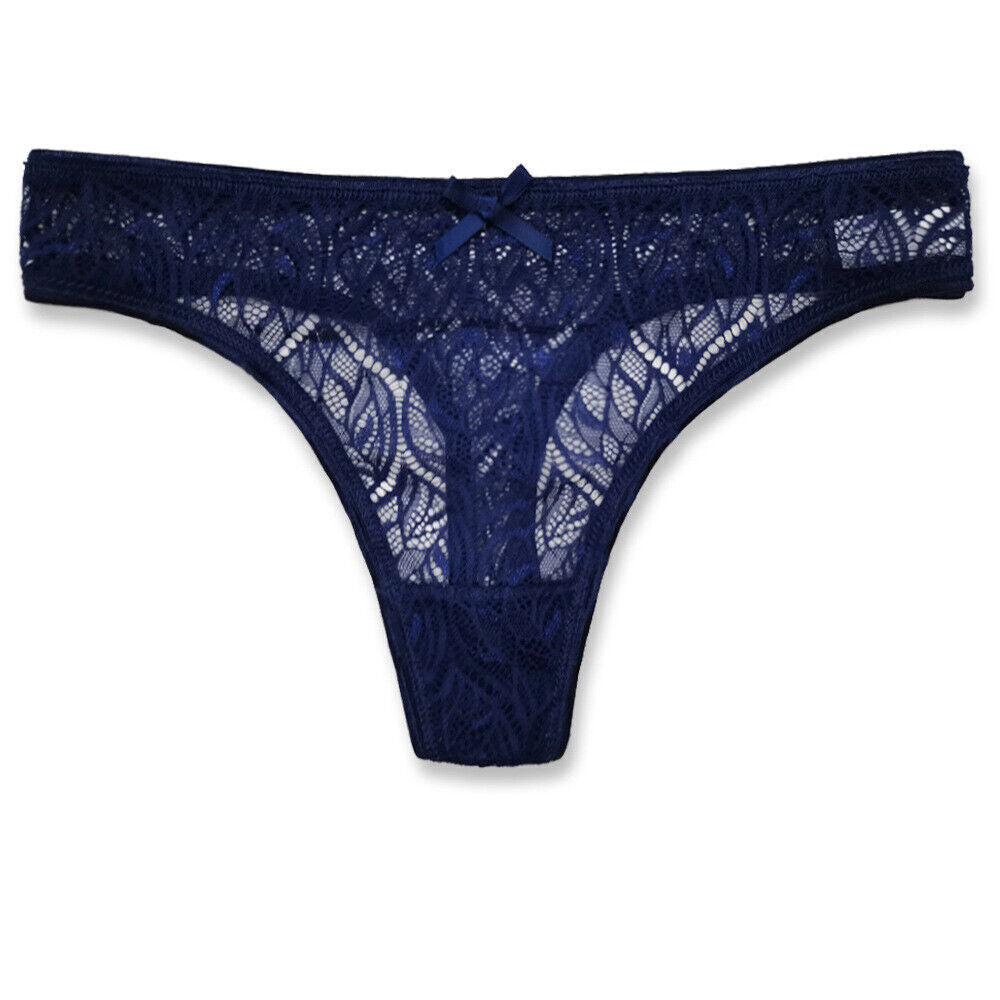 6 Pack Womens Sexy Lace Underwear Ladies Cotton Thongs G-String Knickers Briefs