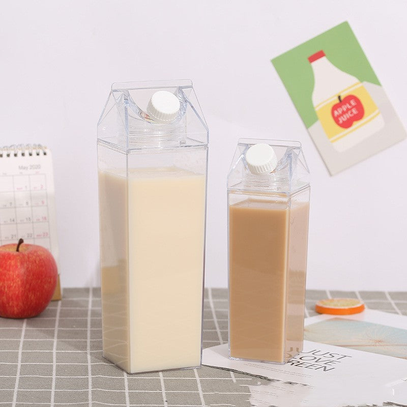 Premium Square Milk Cup - 500ml & 1000ml Minimalist Water Bottle