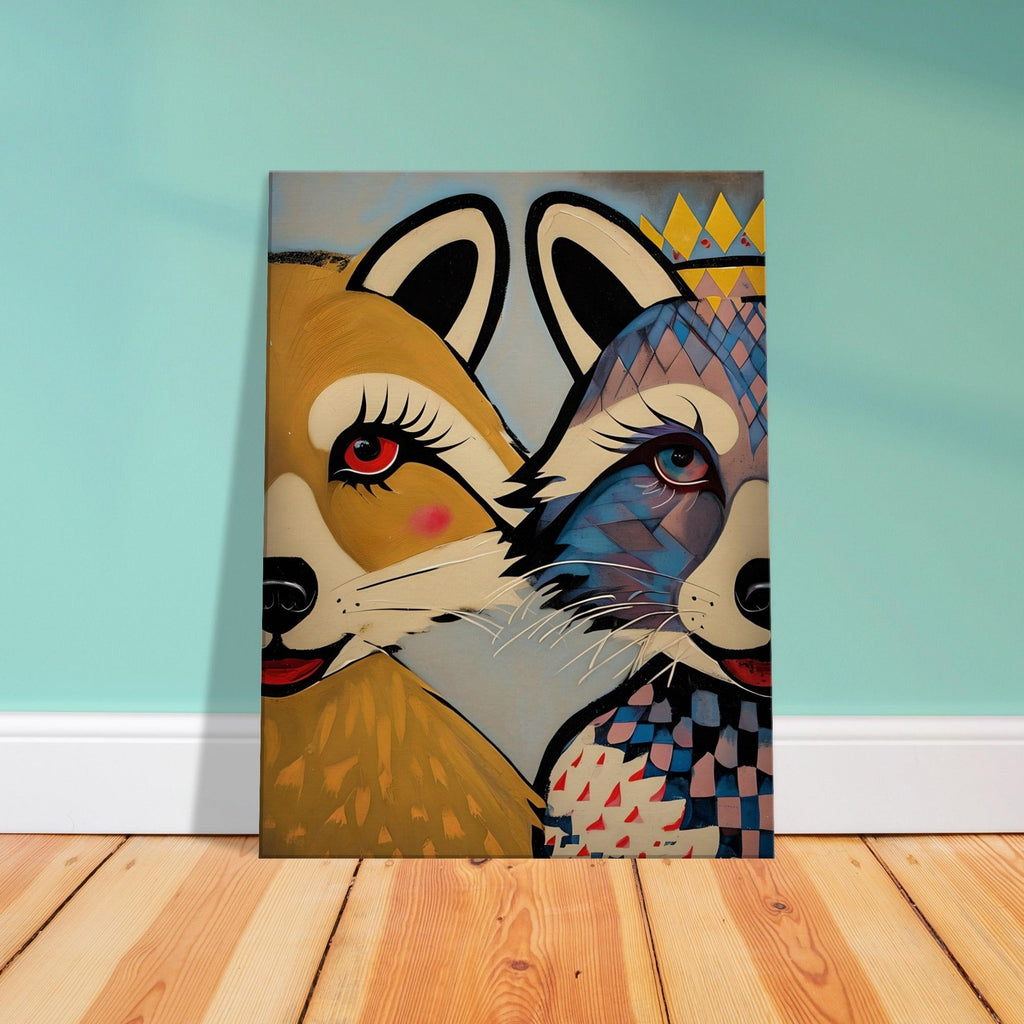 Stylized Raccoons Canvas Print  – Abstract Expressionist Canvas Wall Art