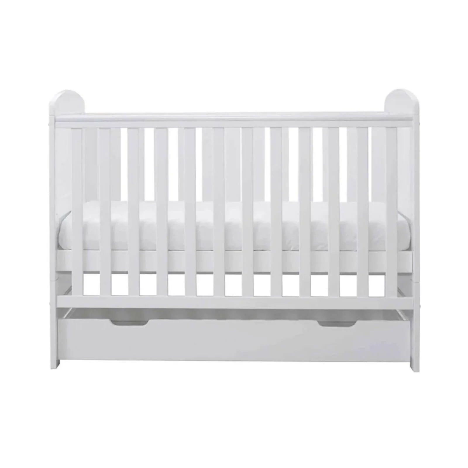Ickle Bubba Coleby Mini Cot Bed & Under Drawer White - Premium Sprung Mattress