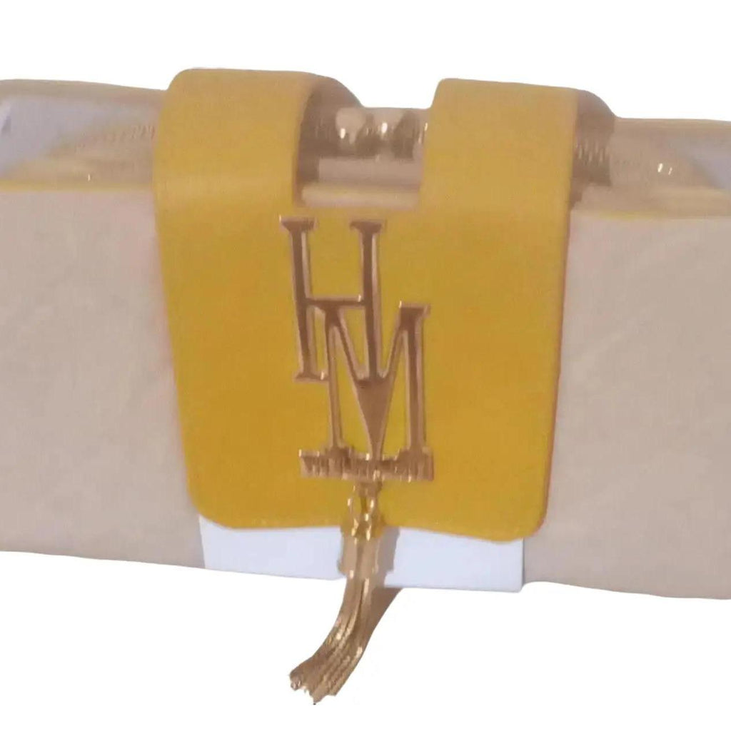 Leather effect wallet decorated with letters and metal tassel