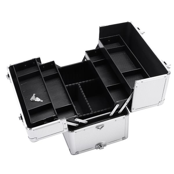 3 in 1 Aluminum Cosmetic Makeup Case Tattoo Box Silver