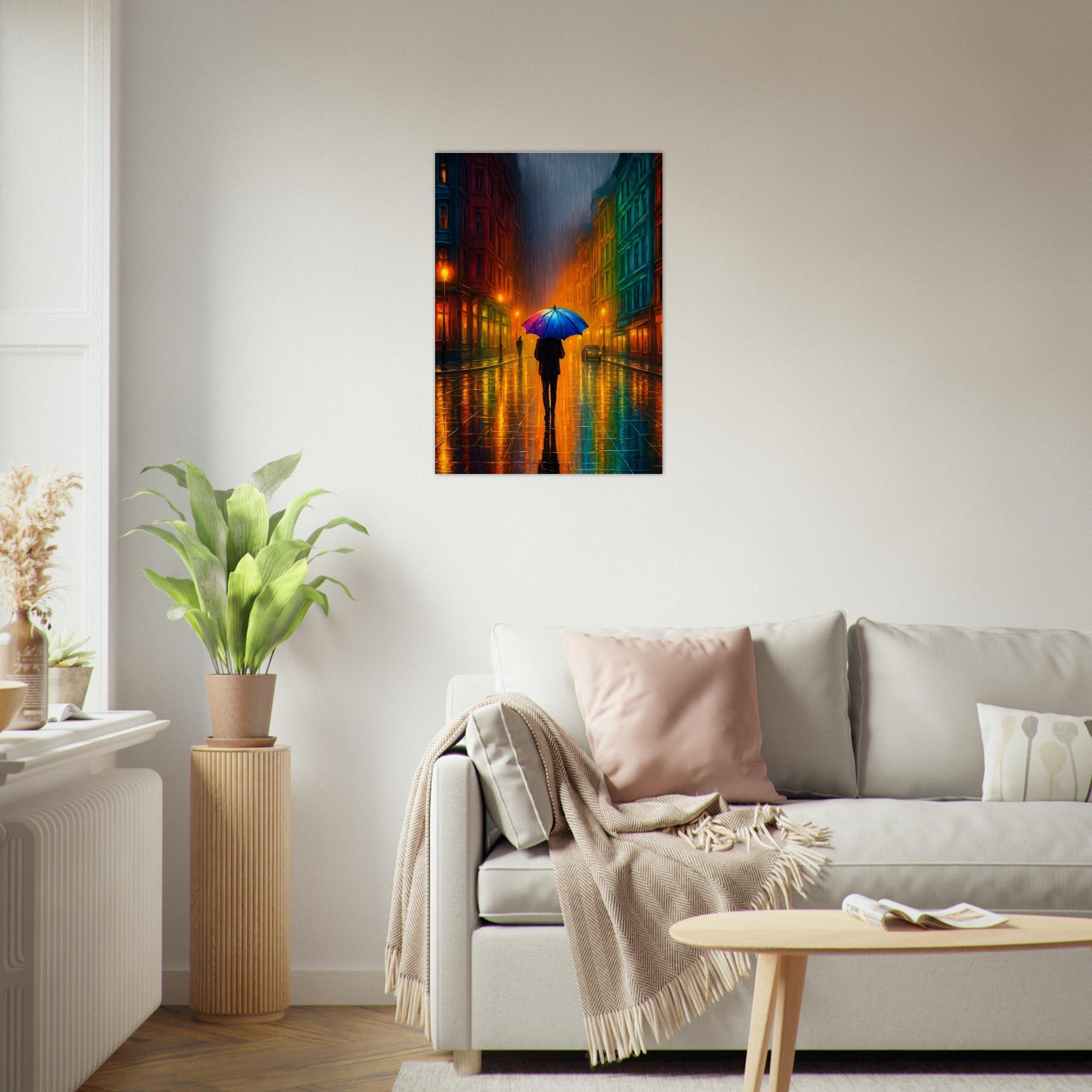 Reflections in the Rain Wall Art – Moody Urban Street Scene Poster