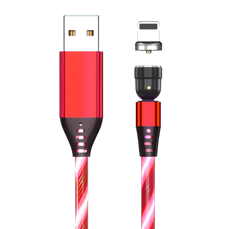 540° Rotating LED Magnetic Charging Cable - 3A Fast Charge for iPhone, USB-C & Micro USB