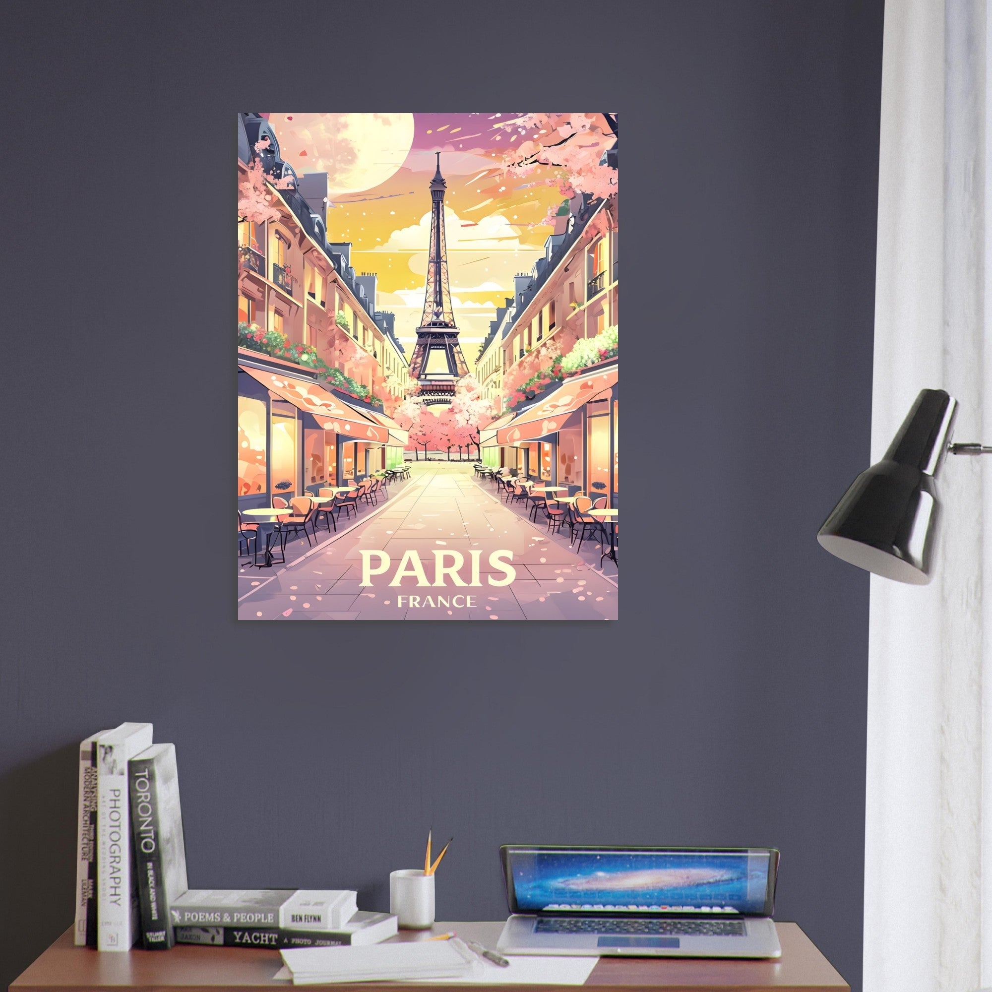 Paris Street Scene Wall Art - Eiffel Tower Sunset Print | Vibrant Parisian Cityscape Poster | Travel & Home Decor Gift