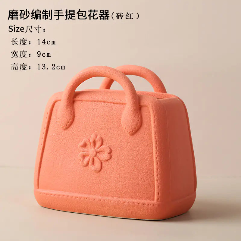 Ceramic Handbag Vase – Modern Morandi Style Tote Flower Pot