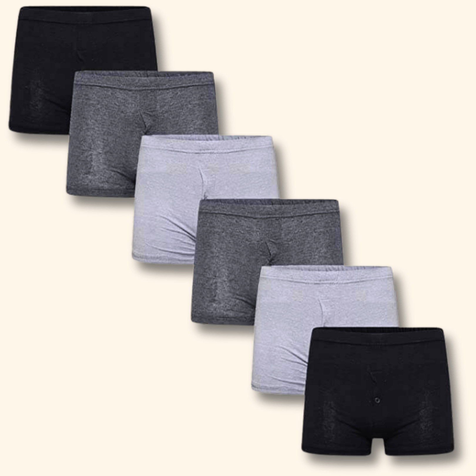 6 Pack Cotton Rich Boxer Shorts for Men Activewear Classic Breathable Trunk Style Menswear Underwear Comfortable Waistband Stretch Black Grey MB07 by Sock Stack