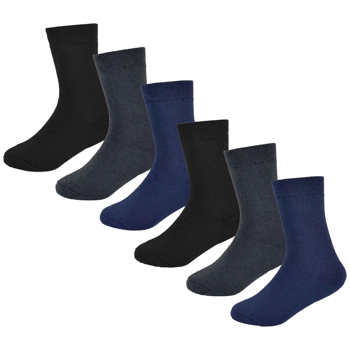 6 Pack Kids Thermal Socks Boys Girls Winter Boot Socks Non-Slip Cushioned Warm Durable Footwear Assorted Colors Sizes 4-13 Years by Heatwave Thermalwear