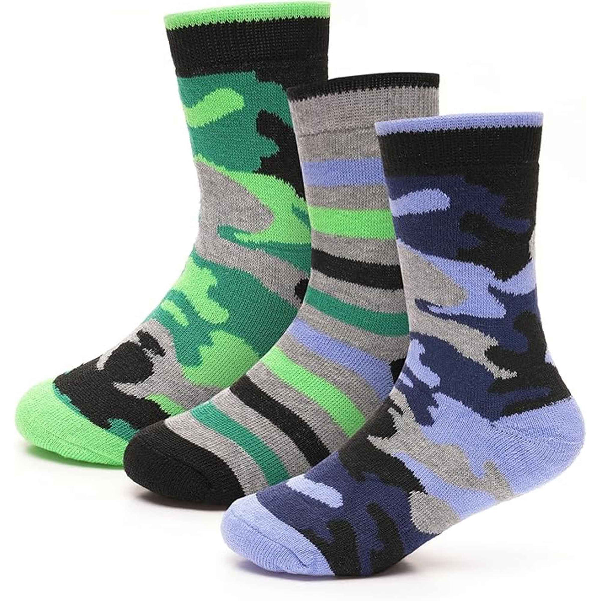 6 Pack Kids Thermal Socks Boys Girls Winter Boot Socks Non-Slip Cushioned Warm Durable Footwear Assorted Colors Sizes 4-13 Years by Heatwave Thermalwear