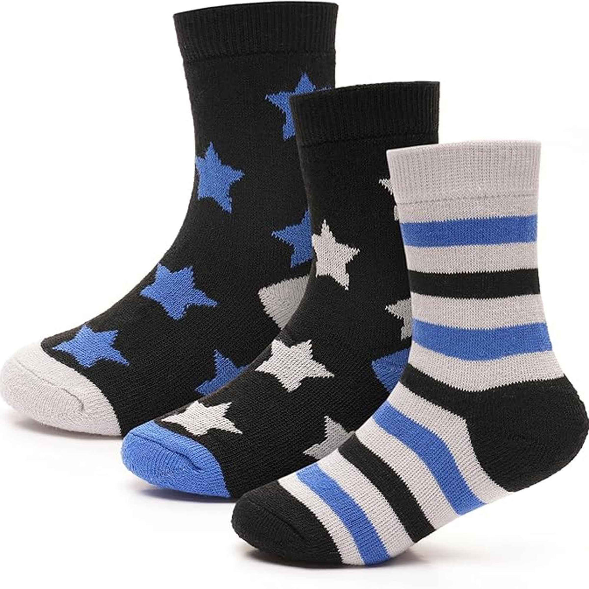 6 Pack Kids Thermal Socks Boys Girls Winter Boot Socks Non-Slip Cushioned Warm Durable Footwear Assorted Colors Sizes 4-13 Years by Heatwave Thermalwear