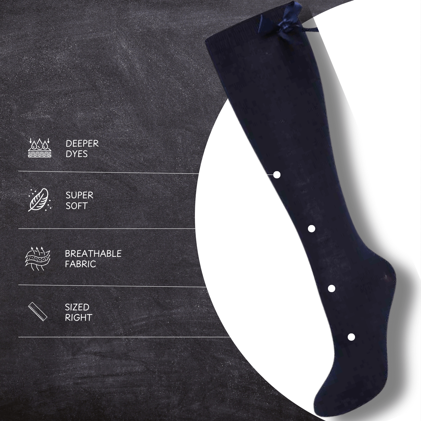 6 Pairs Girls Knee High Socks With Ribbon Bows Back To School Cotton Rich Long Socks Stylish Comfortable Durable For Uniforms Everyday Wear Ages 2-16 Years by Sock Stack