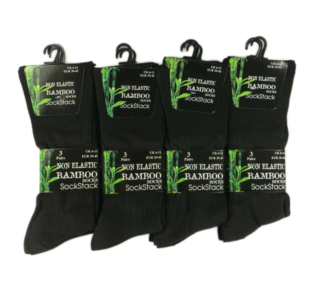 6 Pairs Men's Bamboo Socks Loose Top Soft Grip Anti Bacterial Moisture-Wicking Reinforced Heel and Toe Comfortable Durable UK 6-11 EUR 39-45 by Sock Stack