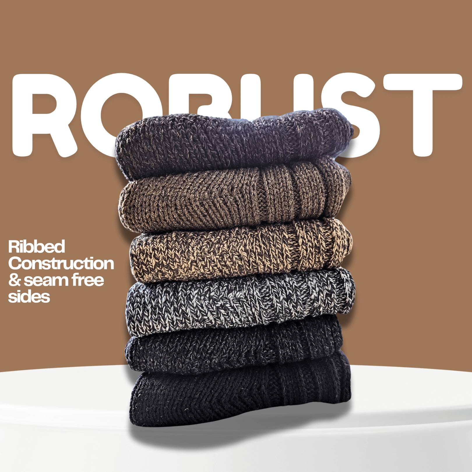 6 Pairs Men's Ultra Chunky Long Wool Thermal Socks for Outdoor Activities Warm Thick Insulated Winter Work Boots Sock UK Sizes 6-11 EU 39-45 Assorted Colours by Sock Stack